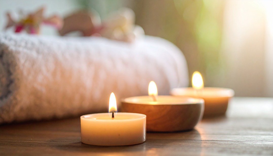 Warm candlelight spa atmosphere
