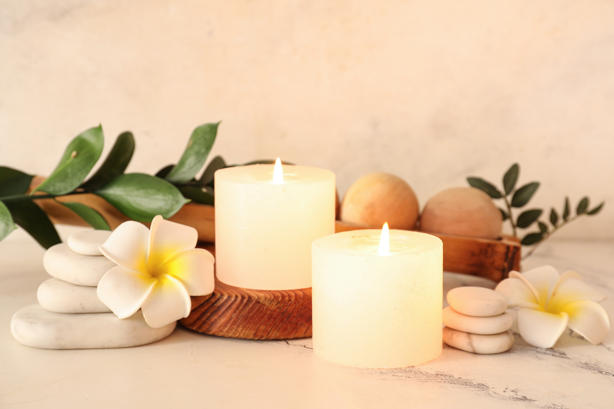 Relaxation reflexology — spa stones and flowers